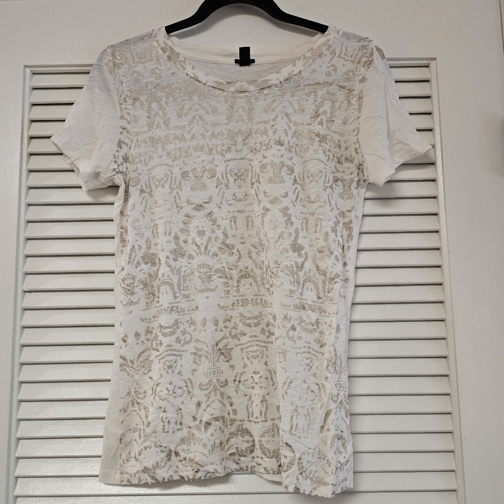 J. Crew - Gold & White Casual Short-Sleeve Top